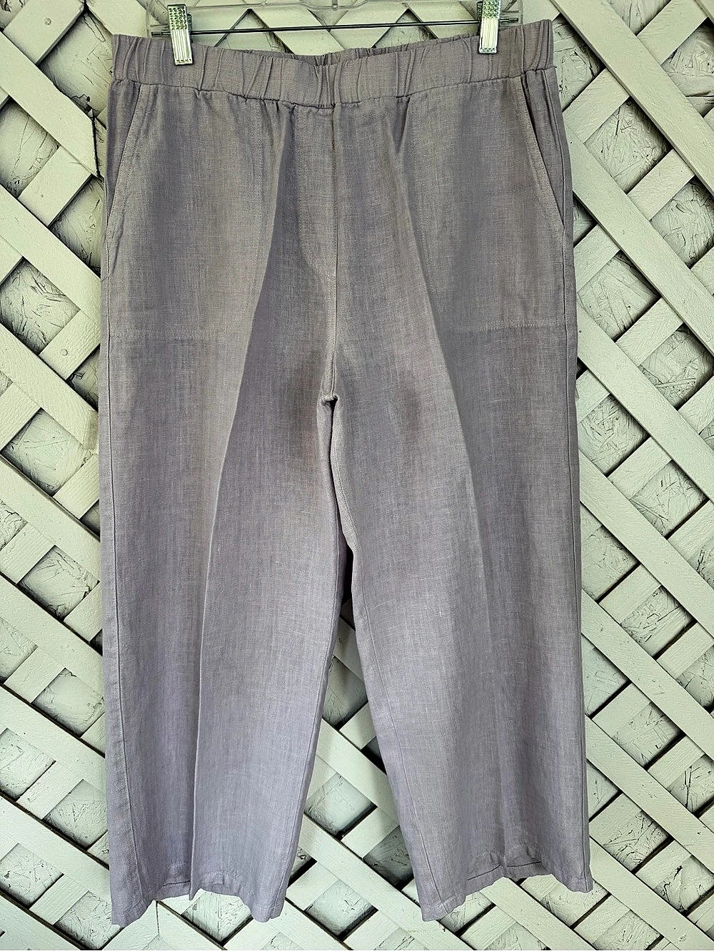 Cut Loose Linen Wide Leg Pants in Light Purple Size XL